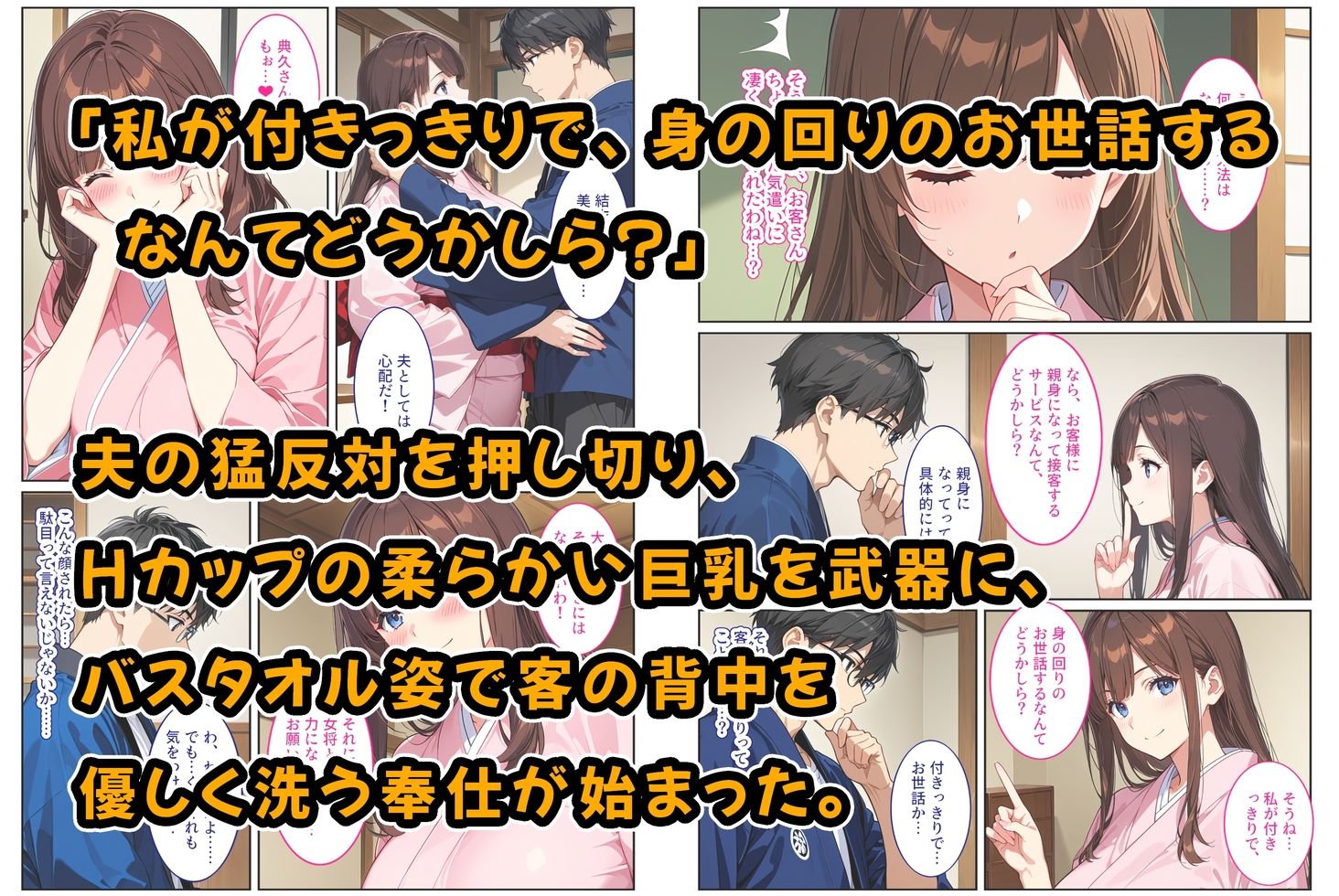 経営難の温泉旅館を守るため…爆乳人妻女将が客たちに種付けられて妊娠メス堕ち! 画像2
